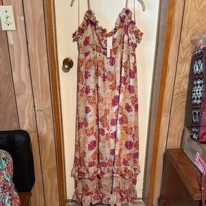 Elle Floral Maxi Dress - Pink and Cream